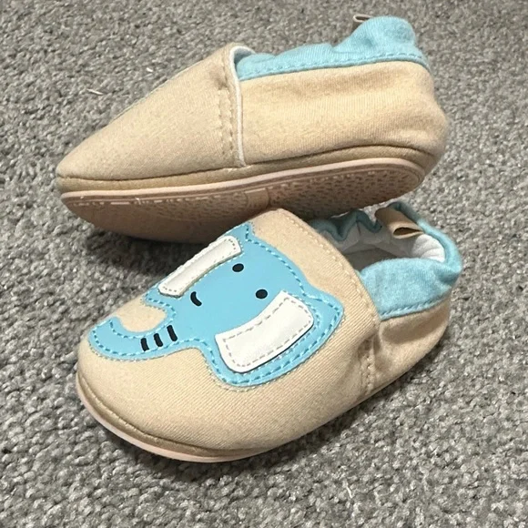Adorable Elephant Print Kids Shoes - Blue and Tan - Picture 2 of 4